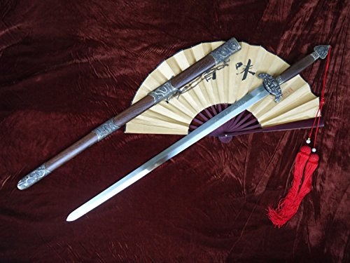 Chinese Sword/Longhu Jian/Carbon Steel Blade/Rosewood Scabbard/Alloy Fittings #TOP2