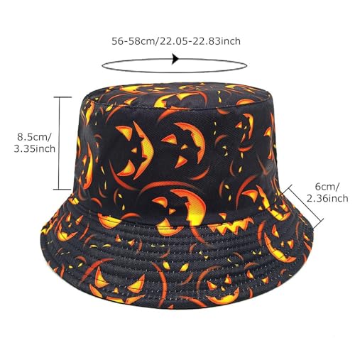 Image of Bucket Hat for Women Men,Travel Sun Beach Cap,Unisex Fishing Outdoor Boonie (Halloween Black Gold)
