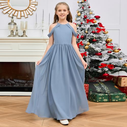 Junior Bridesmaid Dress for Girls Chiffon Off Shoulder Tween Party Dresses 2-14 Flower Girl Gowns Special Occasions3