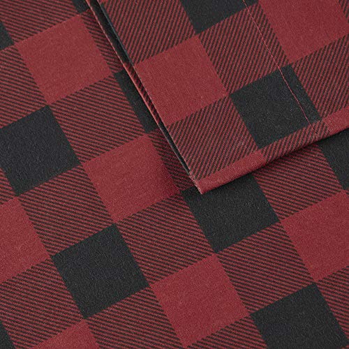 Image of Woolrich Cotton Sheet Set Cottage Charms Print, 100% Cotton Flannel Sheets Warm & Fuzzy Bedding Set Cal King Size Sheets, Fitted Pocket Fits Up to 14 inch Mattress, Cal King Red /Black Checkered, 4 Piece