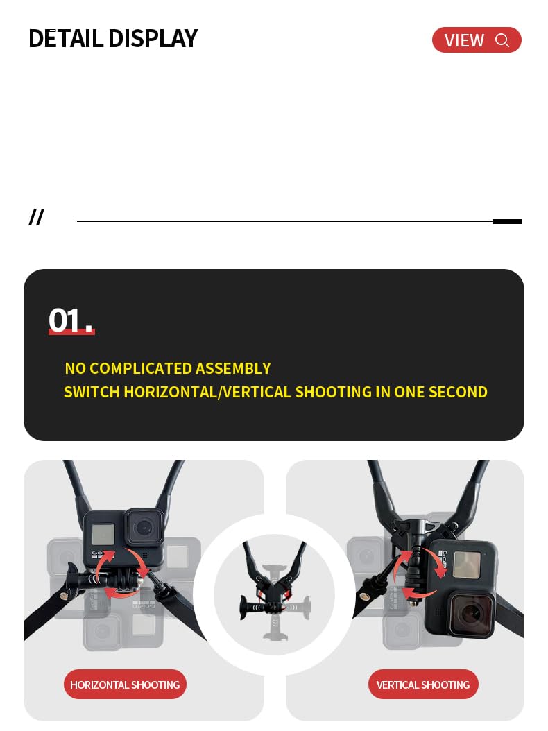 Uchwyt na szyję kamery sportowej, poziomy pionowy uchwyt POV, kompatybilny z GoPro DJI Insta360