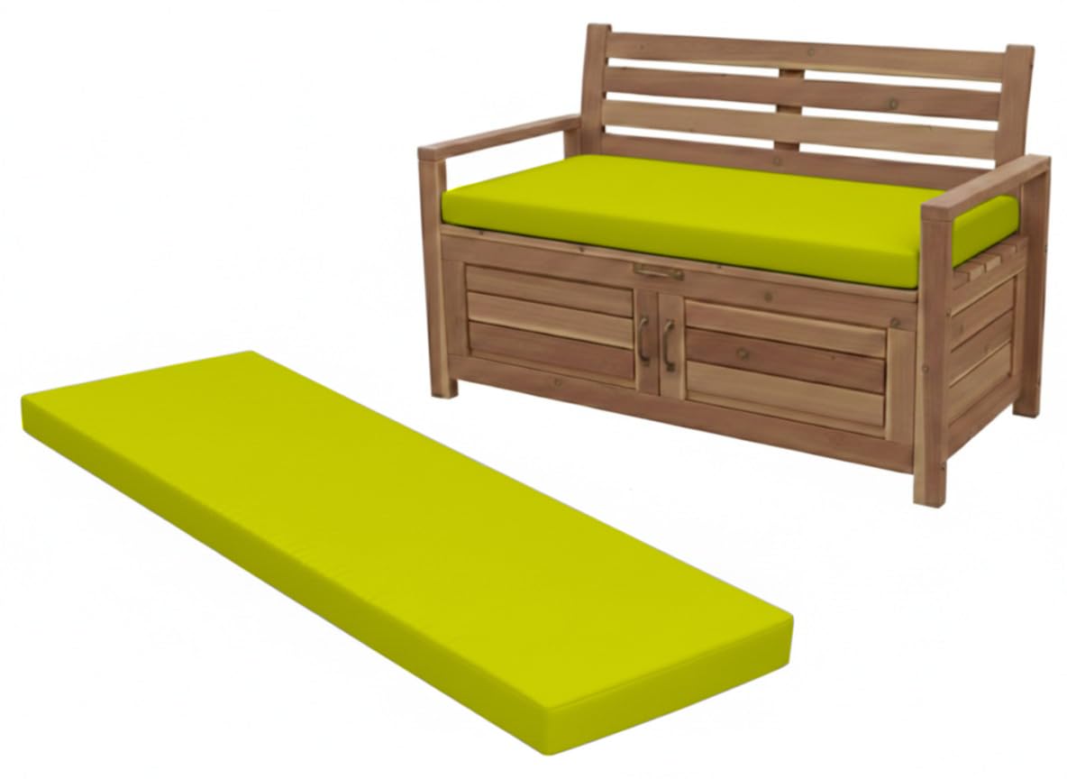 Cuddle Cloud Waterproof Garden Keter Bench Cushion Seat Pad Replacement Cushion for Iceni & Eden Storage Box 128x50x5cm Lightweight & Durable Seat Pad Cushions (Lime Green) โ image 1