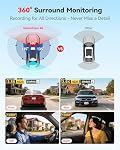 REDTIGER 4 Channel 360° View Dash Cam, Dual STARVIS 2, 2.5K*2+1080P*2 Dashcam Front and Rear Inside Left Right, 5.8GHz WiFi, Included 128GB Card, 8 IR Lights Night Vision, 4 Adjustable Lenses (VP40) | 4 Adjustable Lenses, 5.8GHz WiFi, 2.5K*2+1080P*2