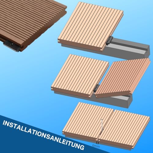 100 Stück WPC Dielen Clips, 6 mm Befestigungsclips aus Kunststoff für WPC Terrassendielen, verdeckte T-Clip-Befestigung + Edelstahlschrauben + Bit, Set für terrasenboden
