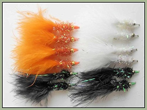 12 goldhead Nomad Leurre de pêche Mouches - Orange, Noir et blanc Cover
