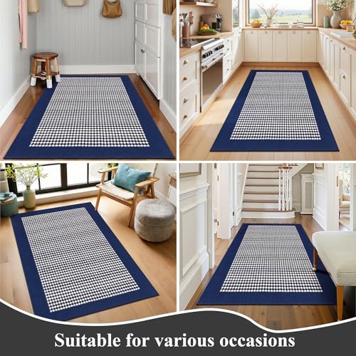 Ileading Indoor Door Mat 3x5ft, Absorbent Muddy Mats for Dogs, Low-Profile Entrance Large Welcome Mat with Non-Slip Rubber Backing, Washable Runner Carpet for Hallway,Entryway,Kitchen(Navy) by Ileading - Used condition - Image 7