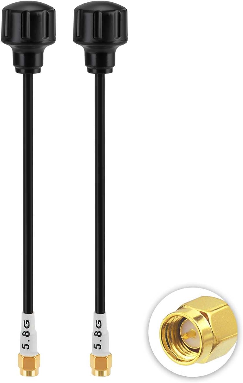Eightwood 5dBi 5.8GHz FPV Antenna 2-Pack, SMA Male Antenna Long Range for FPV Racing Drone Quadcopeter TX/RX Goggles