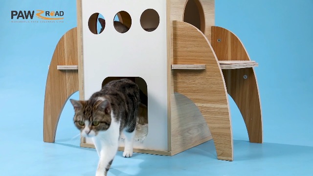 PAWZ Road Cat Tree Rocket, Wood Cat Tower Multilevel for Indoor