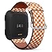 Q-Beans Replacement Band, Compatible with Fitbit Versa/Versa 2 / Versa Lite - Leather Band Bracelet Strap Wristband Accessory // Diagonal Orange Table Cloth
