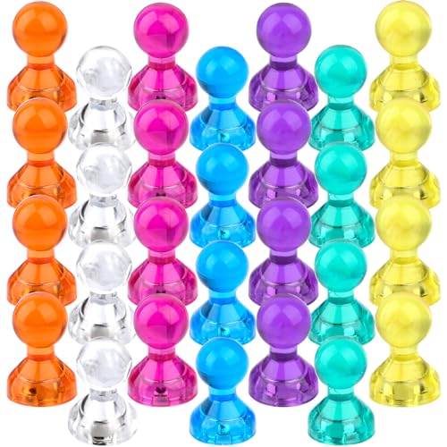 28個入 マグネット ネオジム磁石 超強力 冷蔵庫 マグネット マグネットピン 小さい 押しピン 適合写真 地図 学校 ホワイトボード オフィス用品 7色