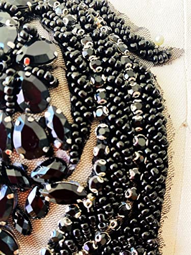 image for wtbv.n Handmade Rhinestones lace Applique handsewing Beads Trim Patche