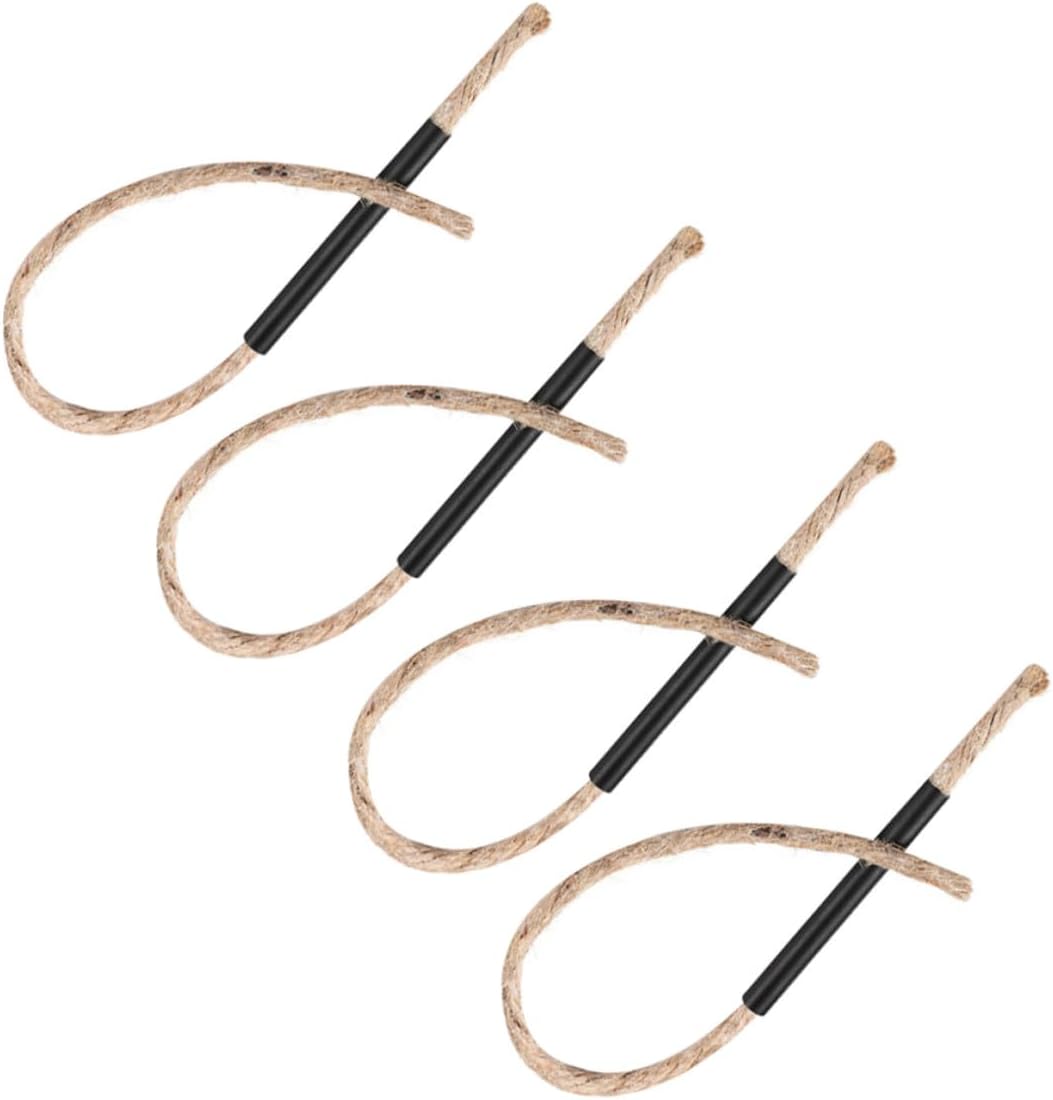 4pcs Camping Fire Starter Wick Rope Set, Natural Hemp Wax-Infused Survival Wick Cord for Outdoor Emergency Fire Starting, Backpacking and Hiking Safety Gear