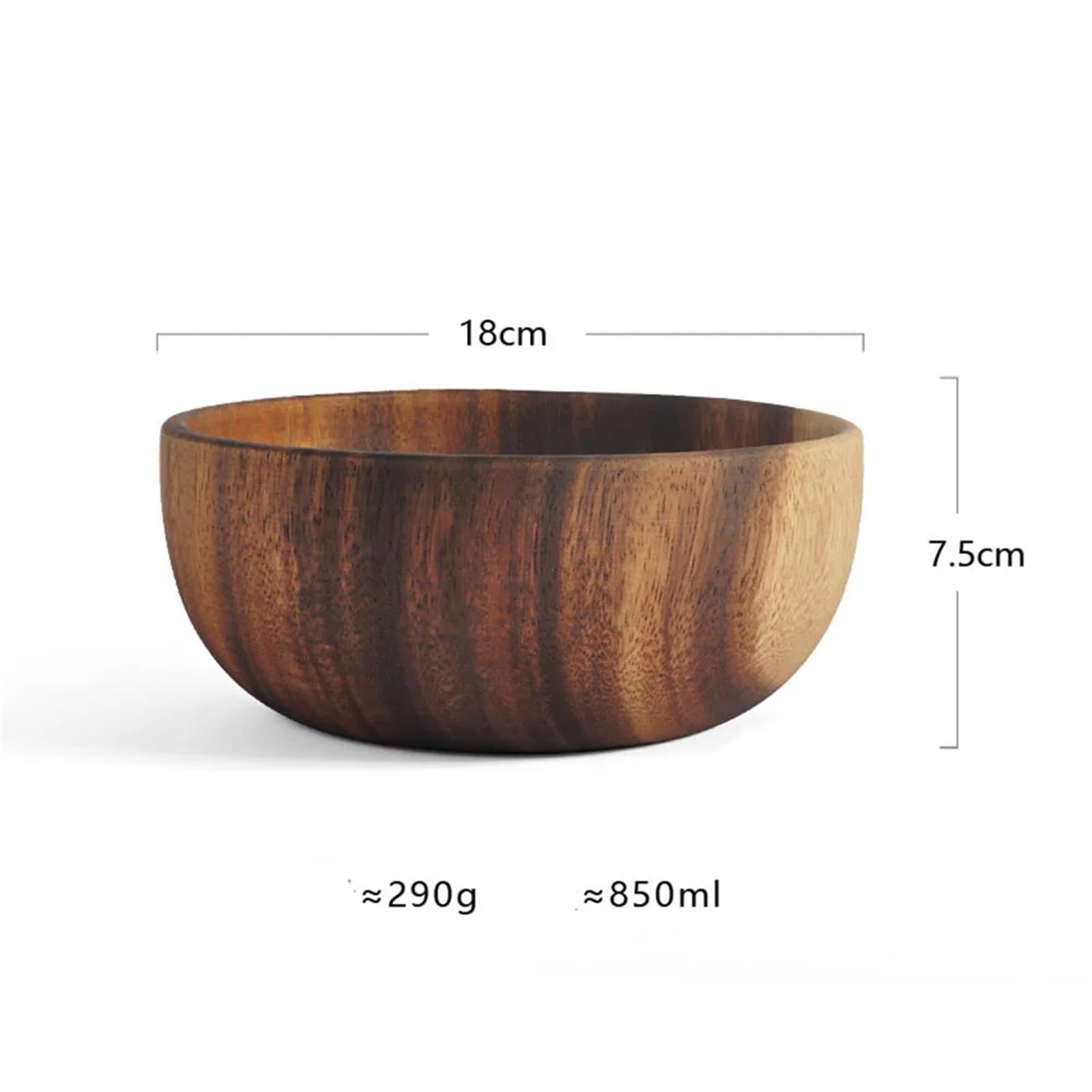 1 pieza de ensaladera madera hecha a mano, vajilla granos frutos secos, boca poco profunda(18CM)