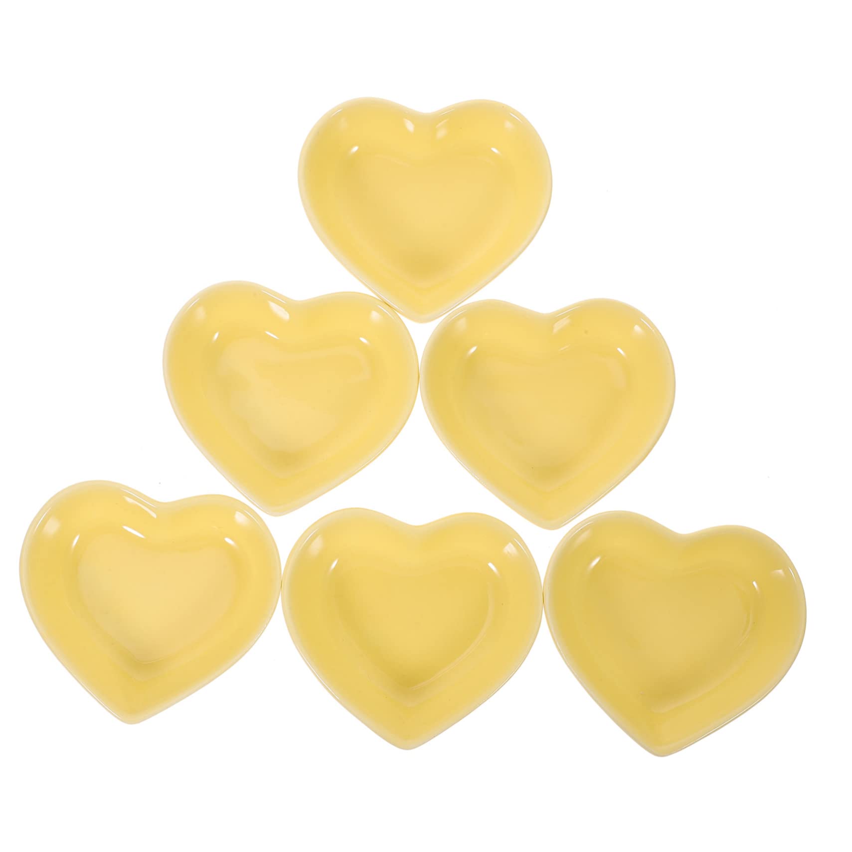 HEALLILY 6Pcs Heart Shaped Dipping Sauce Bowls Condiment Containers for Vinegar Sweet Sauce and Snacks Stackable Kitchen Decor for Family Dinners and Parties