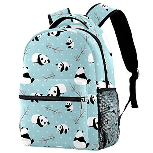 Sac à dos de voyage fille et garçon avec motif panda et poche gourde