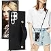 CCSmall Case for Samsung Galaxy S23 Ultra (Not S23) with Card Slot Holder, Removable Adjustable Shoulder Strap Lanyard Crossbody Neck Purse Phone Case for Samsung Galaxy S23 Ultra KB Black