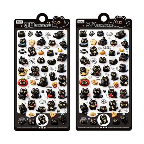 Amazon.co.jp: 立体シール 2個入 3Dデコシール 可愛い 黒猫 DIY用 手帳