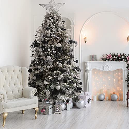 Clear Christmas Ball Ornaments,24ct Shatterproof Plastic Decorative Christmas Ornaments Hanging Xmas Tree Baubles Set with Stuffed Delicate Glittering Decorations for Holiday Party Home Decor(Black) — view 6
