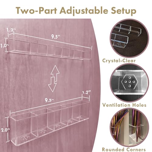 Colormz Acrylic Straw Holder for Cabinet Door - Child-Safe Organizer & Dispenser with Smooth Rounded Edges for Kitchen Accessories Storage, Adhesive Circles Included (Clear Transparent) - Thumbnail 4