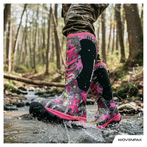 Image of Wovenpak Extra Wide Rubber Boots for Women, Waterproof Hunting Boots with Steel Shank, Insulated Mud Boot, 6mm Neoprene Anti-slip Outdoor Work Boots, Size 6-11