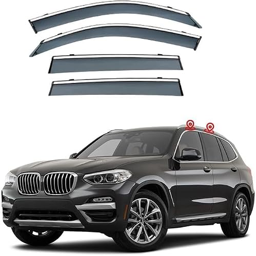 FengXH 4Pcs Smoke Tint Car Window Deflectors for BMW X3 2018+