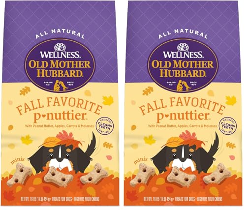 Old Mother Hubbard by Wellness Fall Favorite P-Nuttier Natural Dog Treats, Crunchy Oven-Baked Biscuits, Ideal for Training, 16 Ounce Bag (Pack of 2)