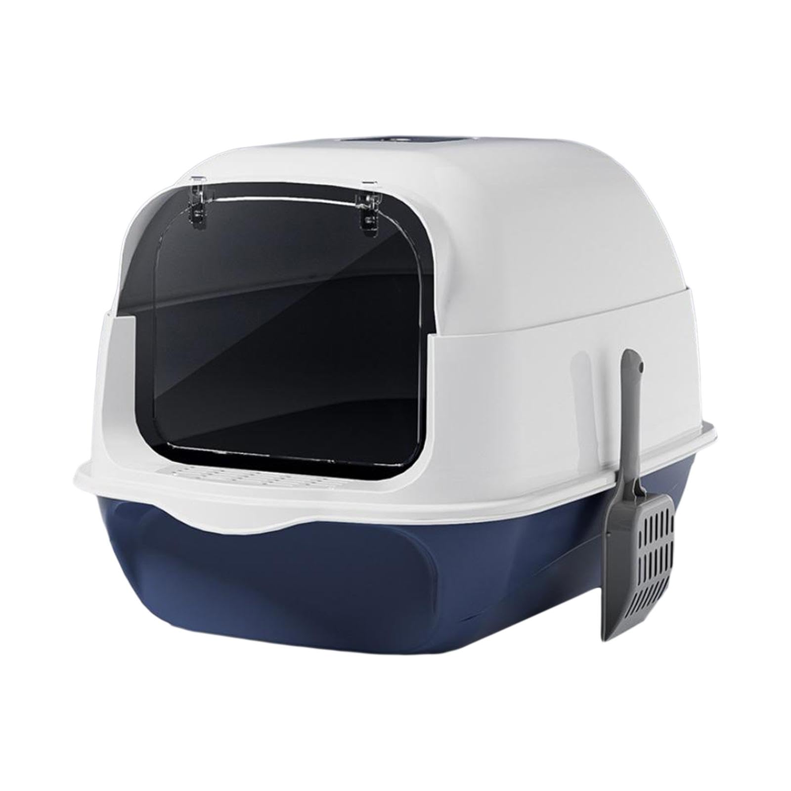 Fonowx Cat Litter Box with Hood And Lid Large Cat Toilet Litter Box Pet Supplies Cat Litter Tray Litter Box, Blue