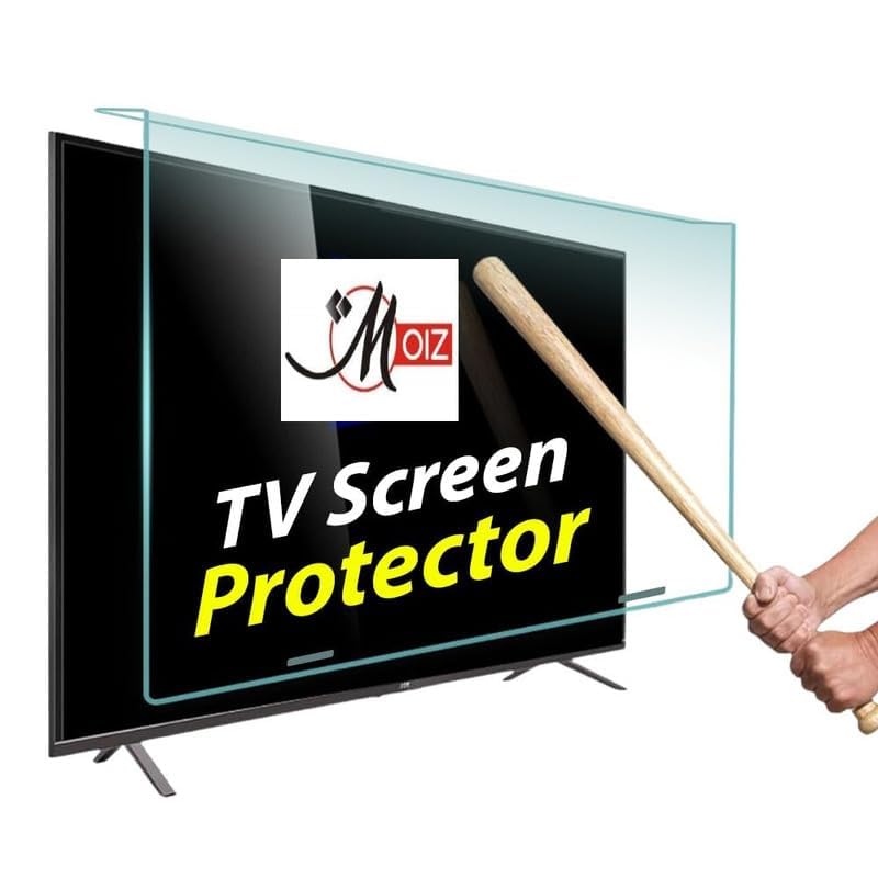 Image of MOIZ 43 Inch TV Screen Protector - Tempered Glass Guard, Anti-Glare, LED LCD Crystal Clear 9H Surface Unbreakable,UV protection,Plasma,Hardness,Anti Glare,Scratch Resistant,Strong & Durable