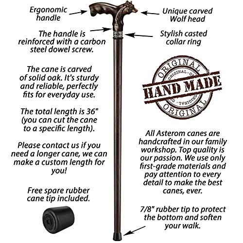Cool Carved Walking Cane For Men And Women - Wolf Garmr - Handmade Men's Wood Cane - Fashionable Walking Stick #TOP2