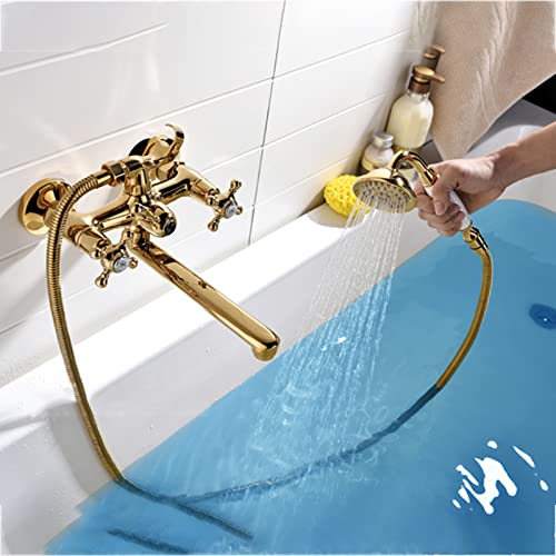 Mitigeur de baignoire mural rétro chromé avec sa douchette téléphone élégante - 4