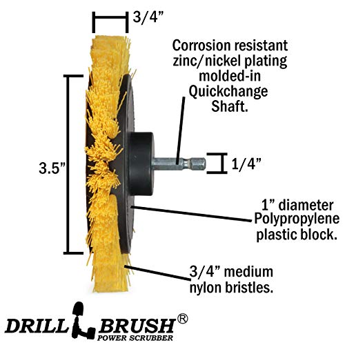 Image of Drill Brush Power Scrubber by Useful Products - Drillbrush Grout Cleaner Brush Kit - Bathroom Drill Brush Attachment Set - Household Cleaning Drill Brush Set - Bathroom Cleaning Brushes for Drill