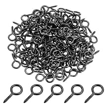 160 Pieces 1 inch Screw Eyes, Black Zinc Plated Steel Screw Eyes, Self Tapping Screw Hooks, Metal Eye Hooks, Eyelet Screws