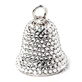 Motorcycle Bell for Women Bikers Handcrafted with Rhinestone Crystals - Guardian Angel Bling Accessory for Good Luck & Gremlin Protection - Includes Luxury Gift Box & Key Ring, 1” x 1.5”