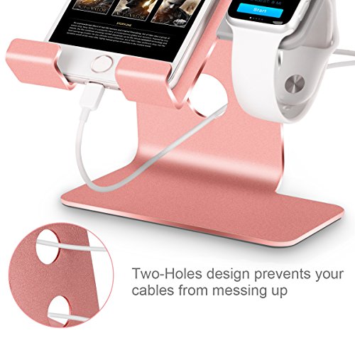 Tranesca 2-In-1 Charging Stand Compatible For Apple Watch Series 8/7/6/5/4/3/2/1/Se (38Mm/40Mm/41Mm/42Mm/44Mm/45Mm) And Cell Phone/Tablet (Rose Gold) #TOP3