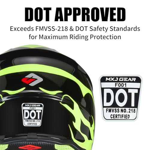 Image of Youth Kids Dirt Bike Helmet for Boys & Girls,F001 Full Face Motorcycle Helmet for Off-Road ATV Street Riding Four Wheeler Mountain Bike with Goggles Gloves,DOT Approved