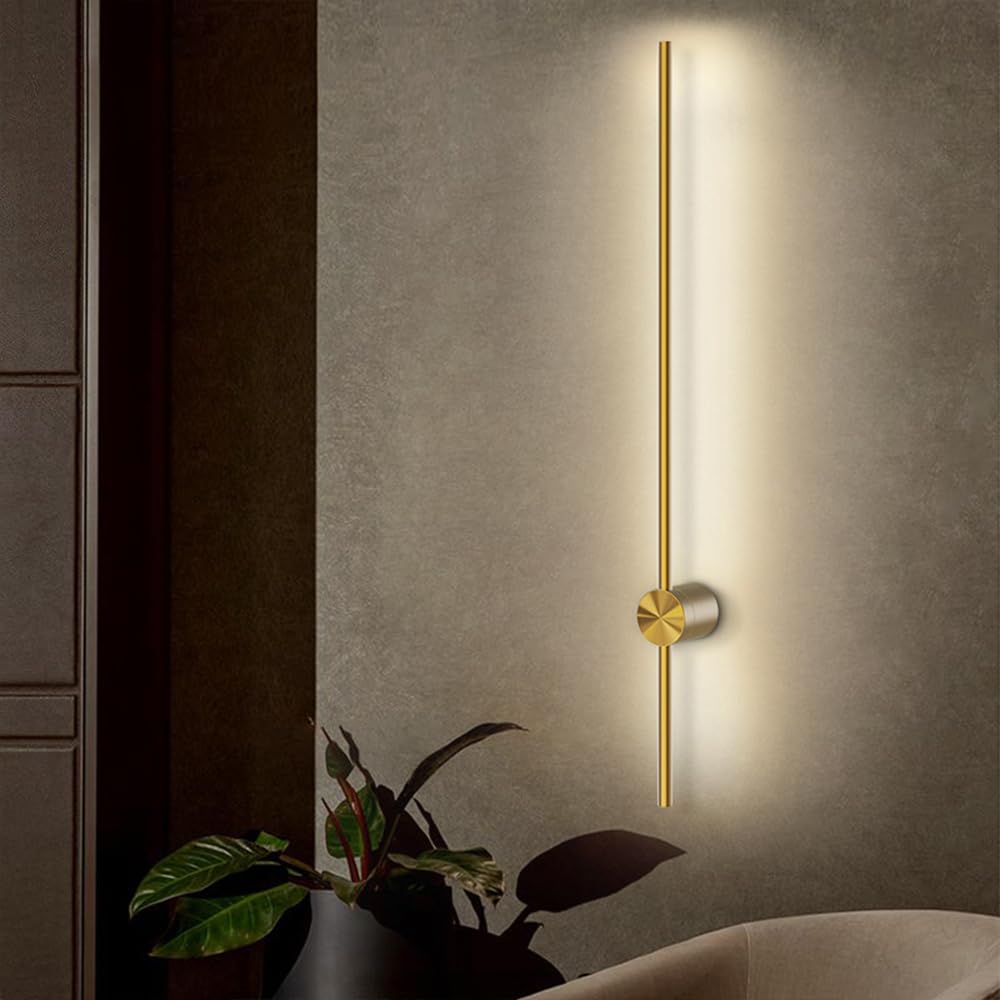 Lampada da Parete per Interni, a Striscia, lineare, in Ottone, con Paralume in Silicone Bianco, Applique a LED Moderne, luci Creative orientabili e Regolabili a 360° per Comodino.
