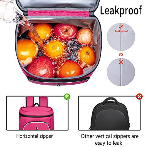 Image of FORICH Soft Cooler Backpack, 30L Capacity, Rose Red, Polyester, Suitable for Outdoor Activities
