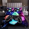 Spiele Tagesdecke 220x240cm Modernes Gamer Video Gamepad Steppdecke für Kinder Jugend Mann Gaming Bettüberwurf Galaxis Geometrisch Drucken Wohndecke 3St