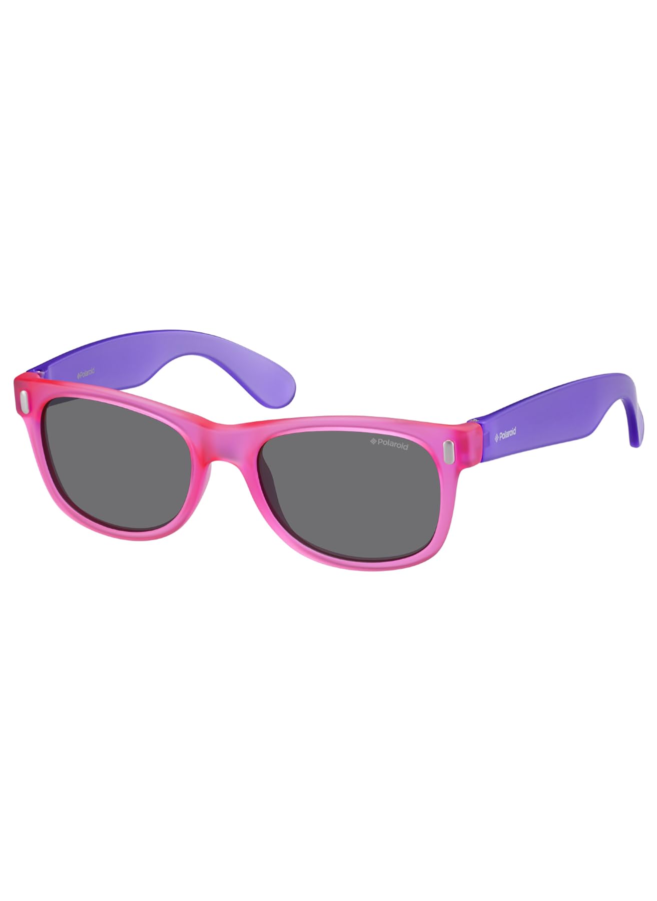 Polaroid P0115 Kids' Rectangular Sunglasses 46 Grey Polarized Violet Pink Fluo