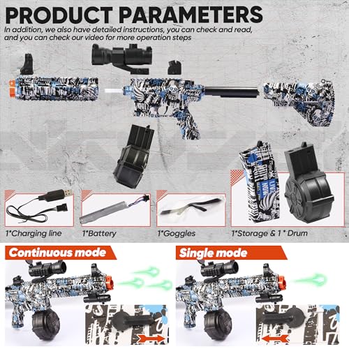 Image of Akvich Big Electric M416 Gel Ball Blaster, Double Shooting Modes Splatter Ball Blaster with 20000 Water Beads, for Outdoor Activities - Shooting Team Game, Ages 12+, Yellow