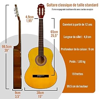 3rd Avenue Xf Pack Guitare Classique 4/4 Taille Standard pour Débutants, Guitare Acoustique avec Cordes en Nylon, Housse… - Les Beatles, Paul McCartney, John Lennon, RIngo Starr, George Harrison 3rd Avenue Xf Pack Guitare Classique 4/4 Taille Standard pour Débutants, Guitare Acoustique avec Cordes en Nylon, Housse… – Image 2