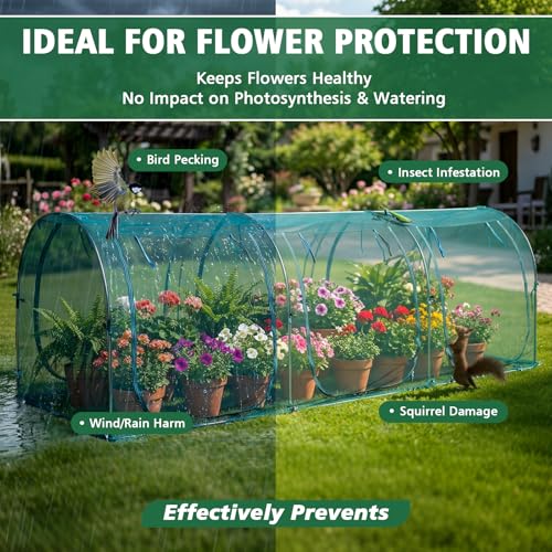 148x49x49inch Crop Cage Portable Tunnel Plant Netting Cover Tomato Netting, 4 Roll-Up Zipper Door Garden Cage, Bug Netting Cover for Vegetables & Fruits, Durable Raised Garden Bed Covers by GrowNett - Image 7