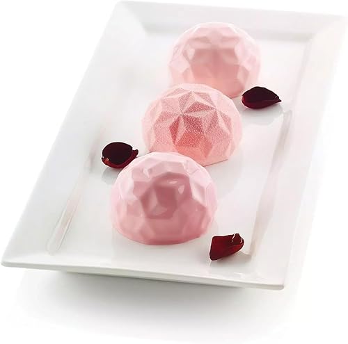 Miniatura 3 de Silikomart Mini molde de silicona Gemma, bandeja flexible con tecnología 3D que crea 6 postres texturizados en forma de piedra preciosa, desmoldea