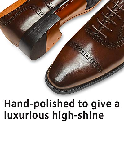 Alipasinm Mens Oxford Leather Formal Dress Shoes Dark Brown 9 #TOP5