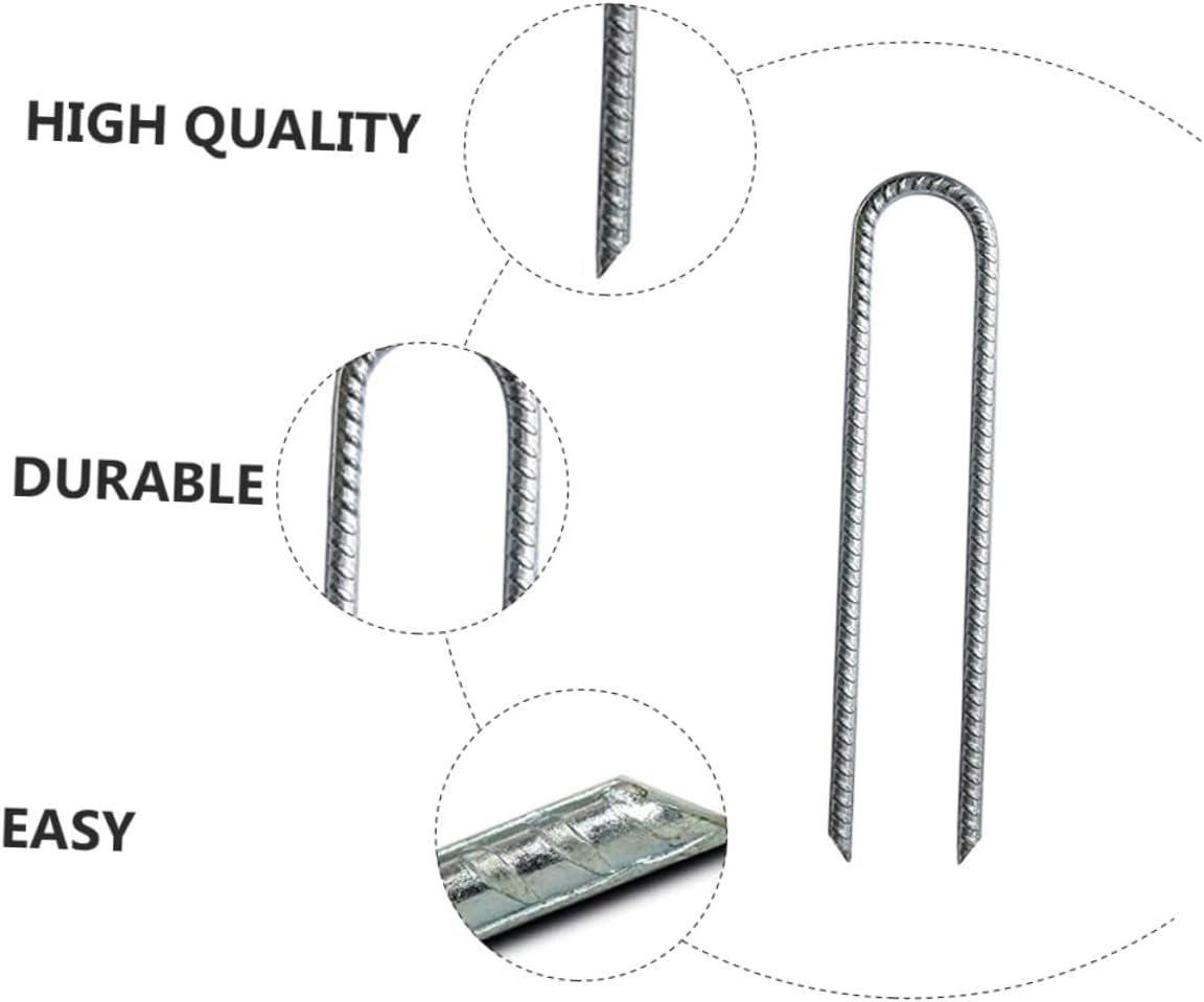 BESPORTBLE 4Pcs Galvanized Steel Camping Pegs Heavy Duty Tent Stakes with Hook Rust-Resistant Garden Ground Nails for Securing Tents Trampolines Swings Outdoor Anchors
