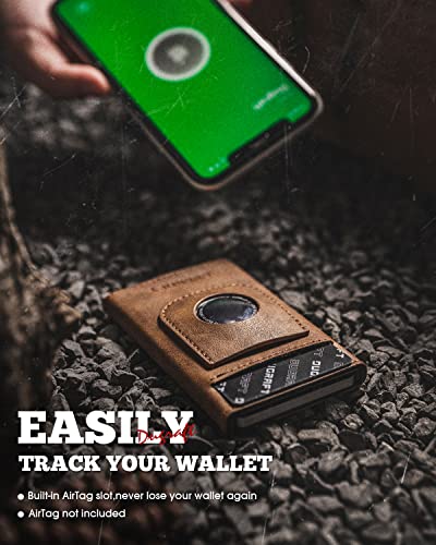 DUGRAFT Pop Up Wallet with AirTag Holder, RFID Blocking Air Tag Wallet with Money Clip Smart Credit Card Holder Wallet for Men(AirTag Not Included)2