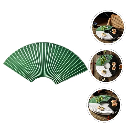 Plato Cerámico Japonés para Sushi Estilo Abanico Verde miniatura 4