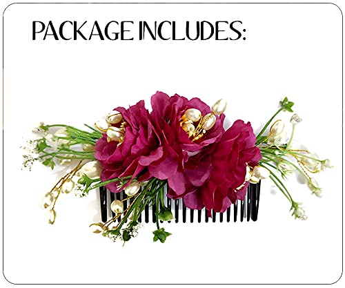 Image of Hair Flare Women Artificial Flower Made Hair Accessories And HairPin- Dark Pink, 2215