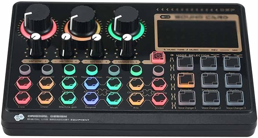 External Live Sound Card Multifunctional Sound Mixer Board for Live Streaming Music Recording Singing 14 Effects