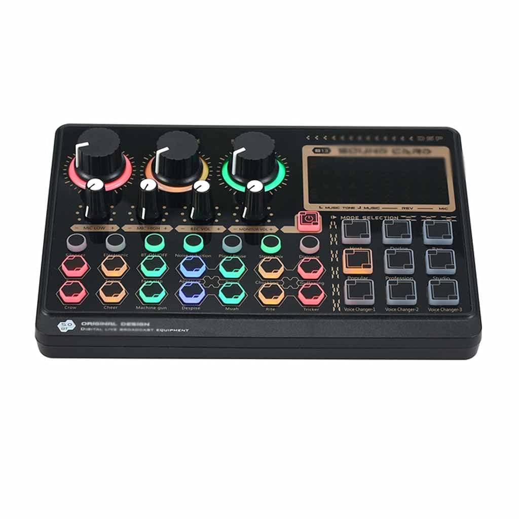 MRKU Carte Son Externe en Direct, mixeur sonore Multifonctionnel pour Diffusion de Musique en Direct, Enregistrement de Chant, 14 Effets